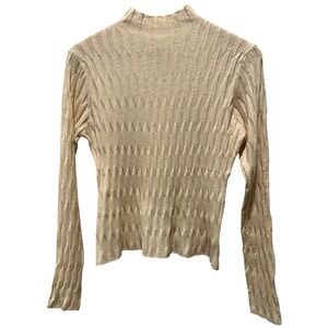 Kerisma Mock Neck Sweater Womens S/M Cream Beige Excellent Textured‎ Knit